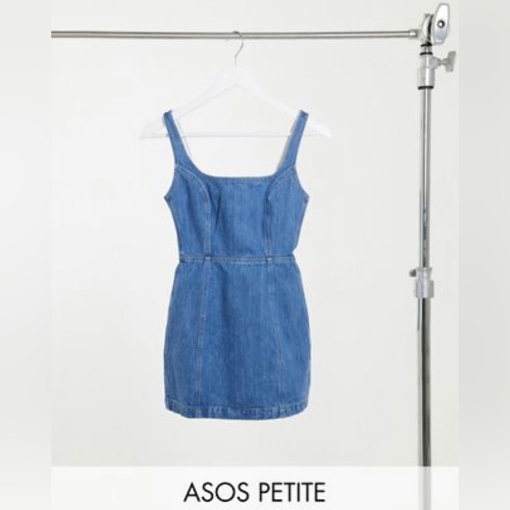 ASOS Design Petite Square Neck Jumper Dress in Blue - 6P